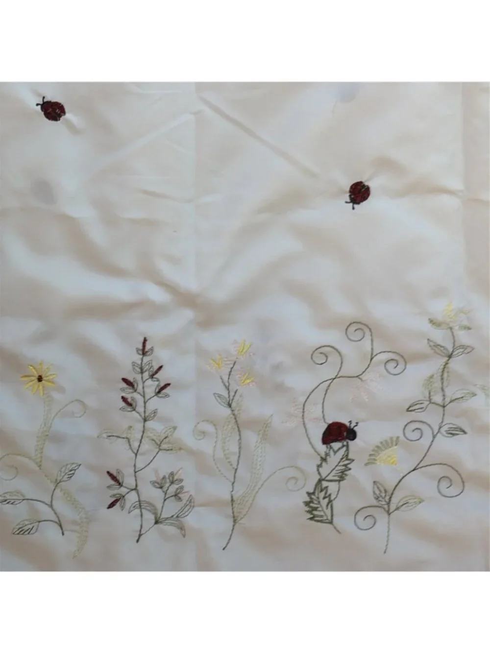 Lorraine Ladybug Meadow Swag Valance & Panels Curtain Red Gingham Cottagecore